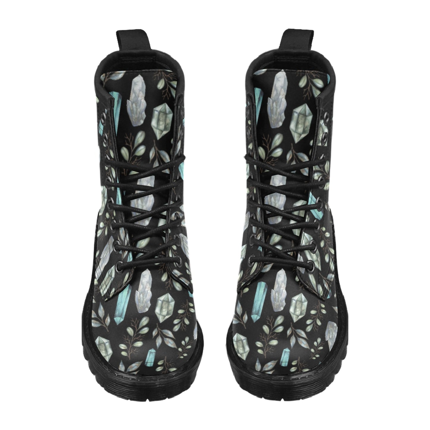 Black Crystal Vegan Leather Boots