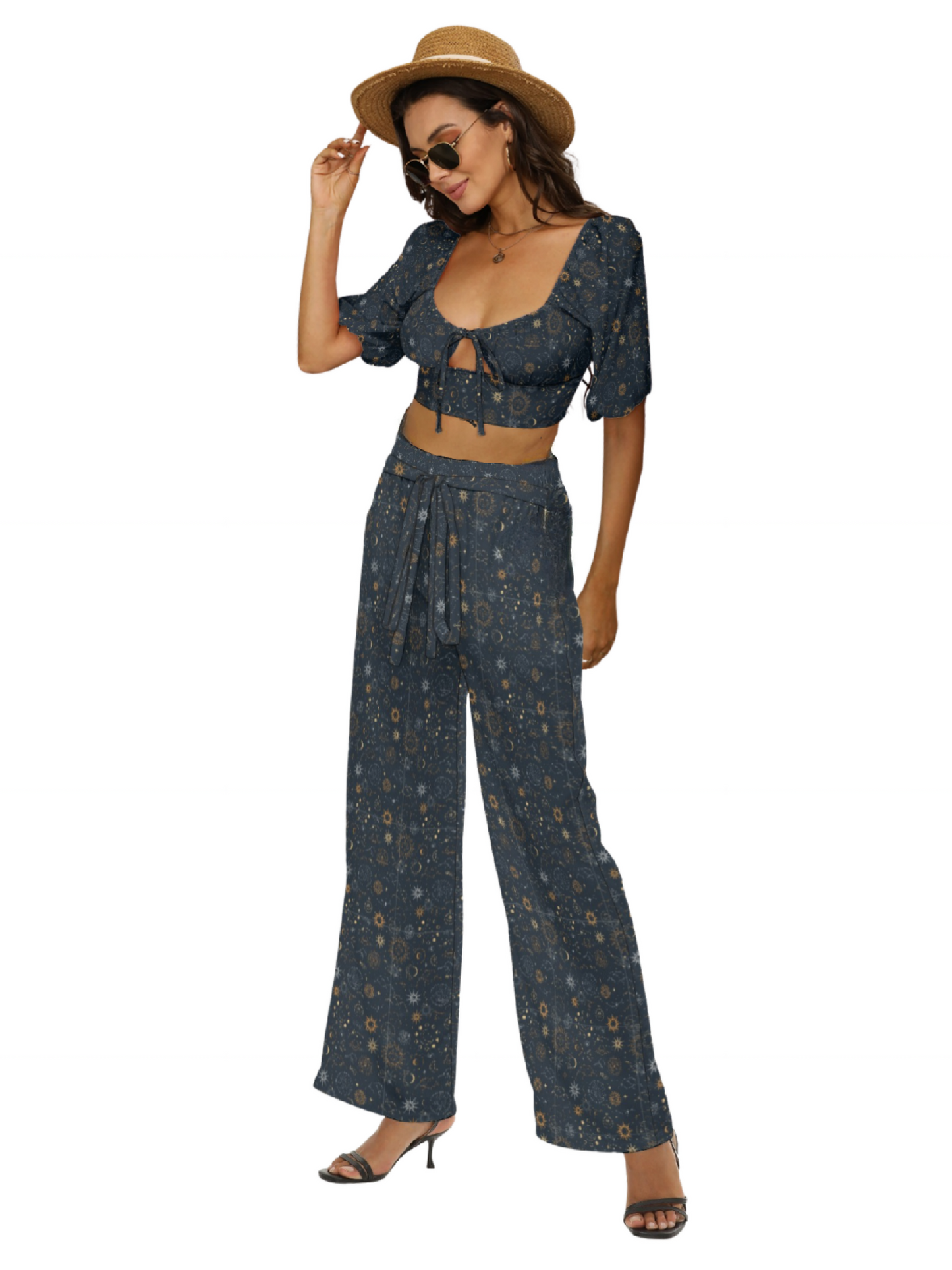 Squareneck Top w/ Wide Leg Pants