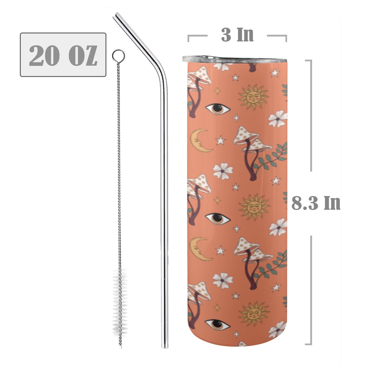 Magic Mushroom Skinny Straw Tumbler