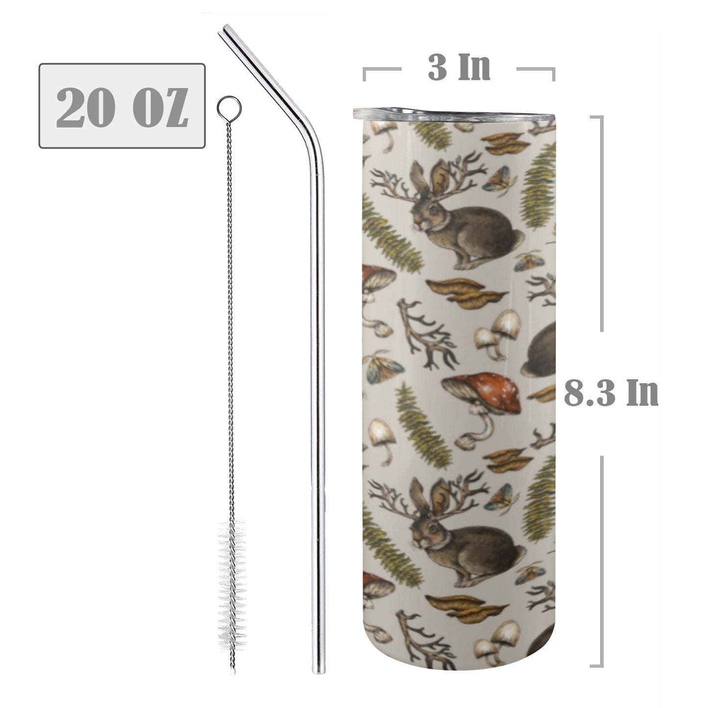 Cryptid Jackalope Skinny Straw Tumbler