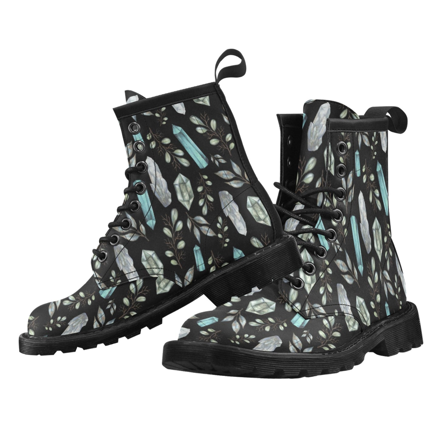 Black Crystal Vegan Leather Boots