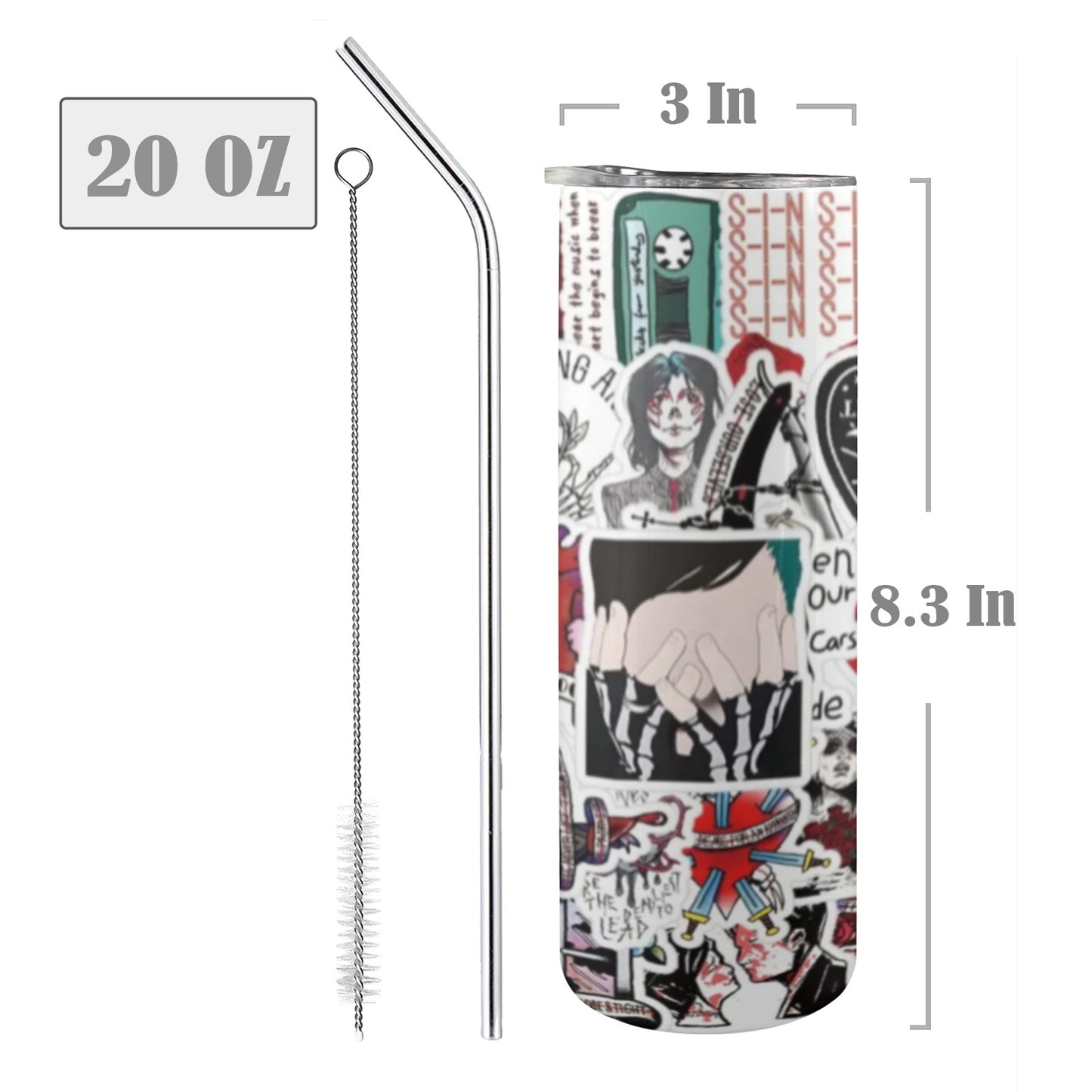 Emo MCR Skinny Straw Tumbler