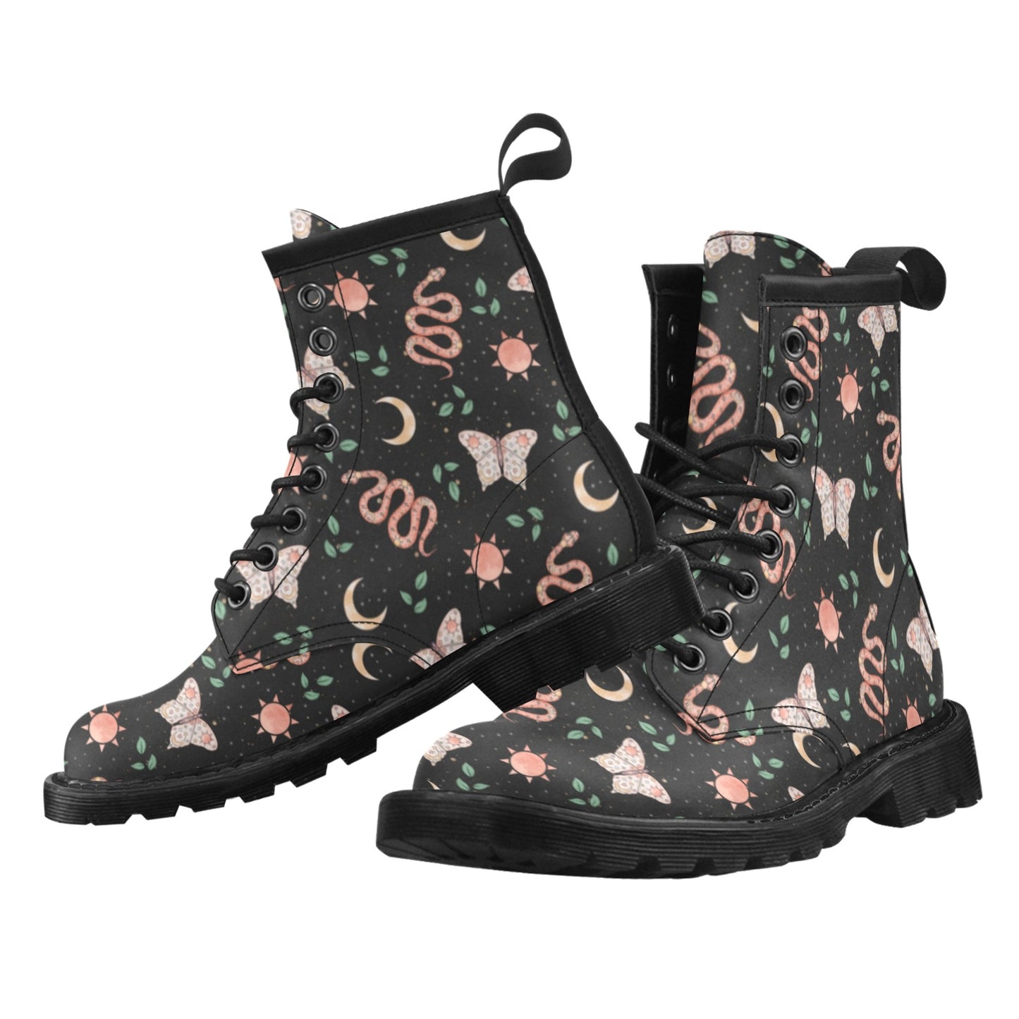 Snake and Moth Vegan Leather Boots