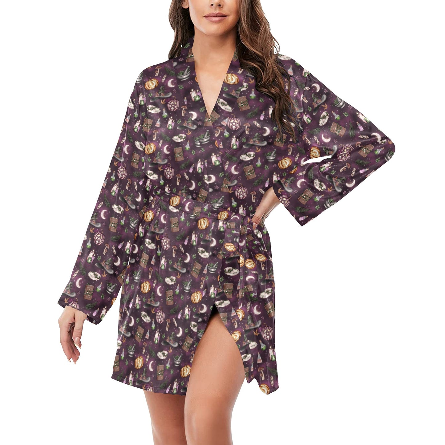 Samhain Midnight Satin Robe