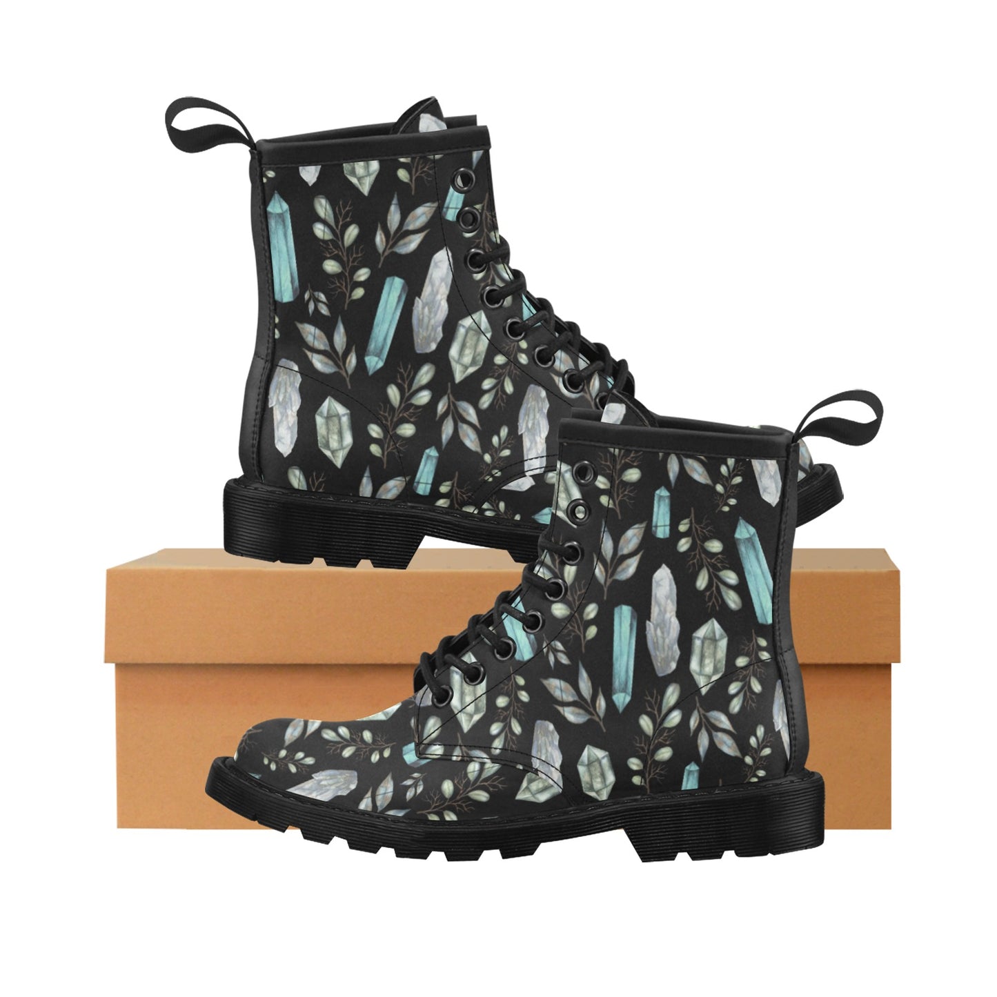 Black Crystal Vegan Leather Boots