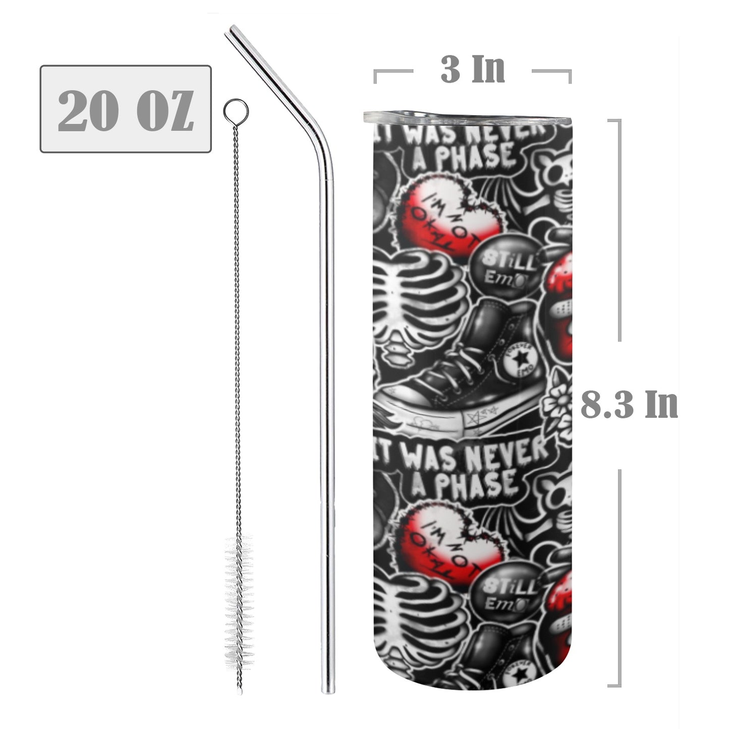 Emo Parade Skinny Straw Tumbler