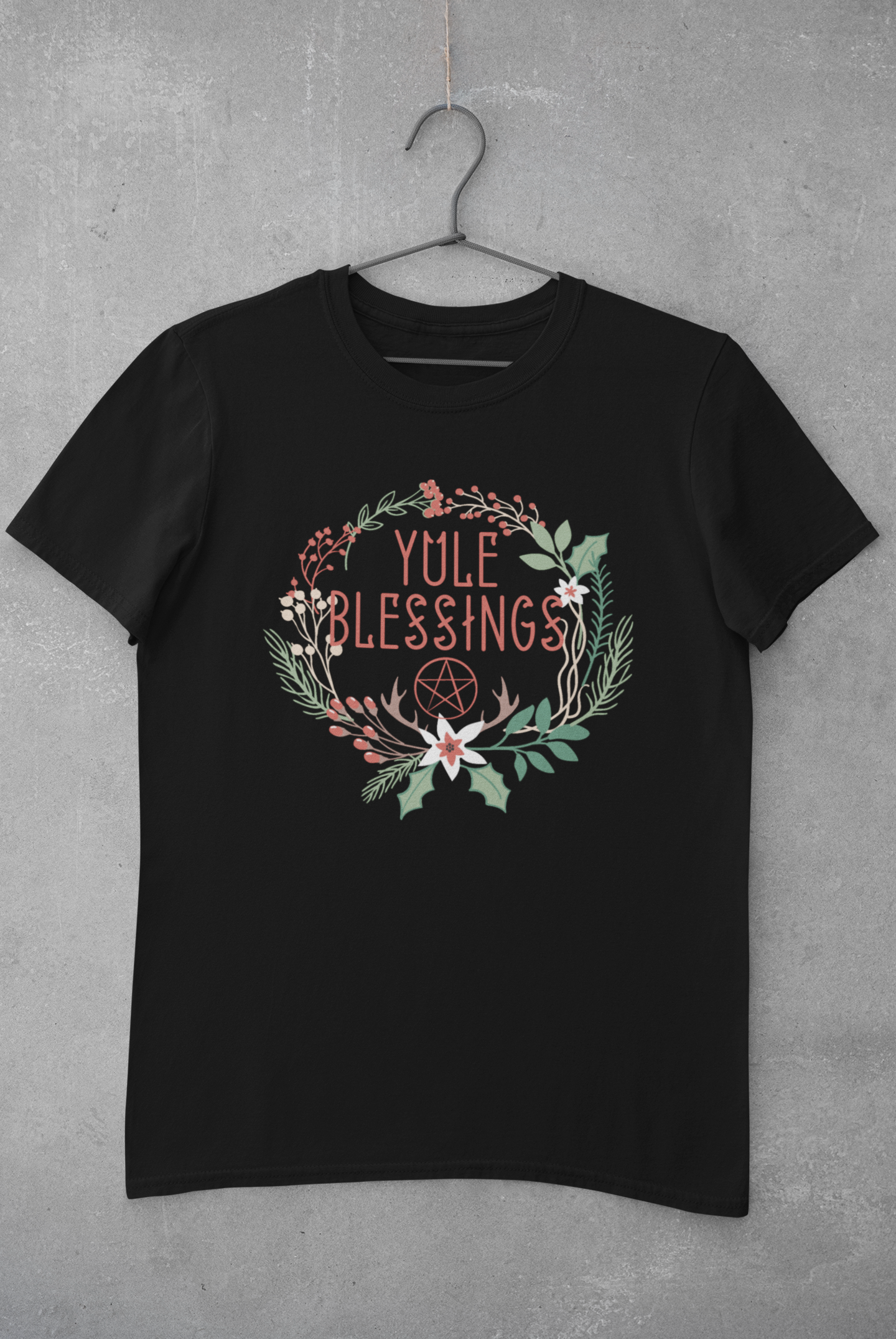 Yule Blessings & Pentacle T-Shirt