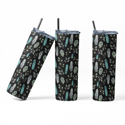 Black Crystal Skinny Straw Tumbler